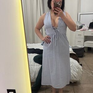 Striped Blue Midi Dress